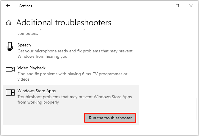 run Microsoft Store Apps troubleshooter