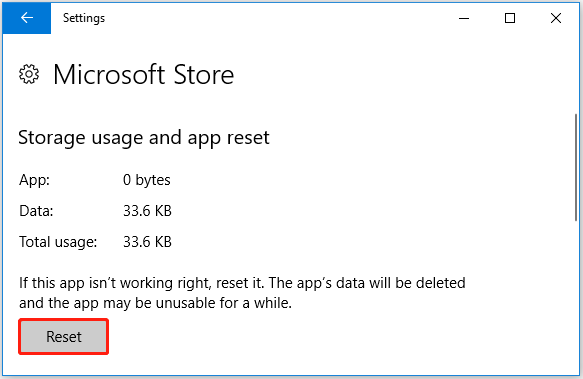 reset Microsoft Store