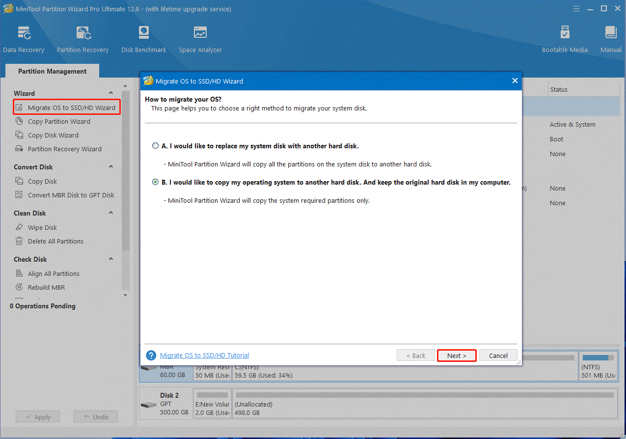 migrate OS to SSD on Partition Magic