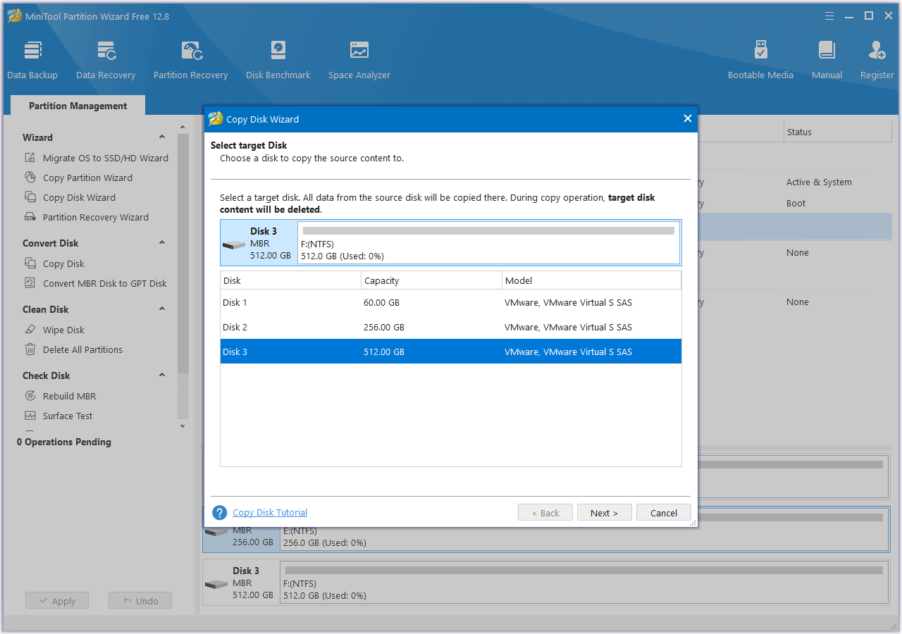 select target disk