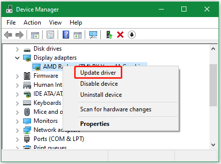 select Update driver