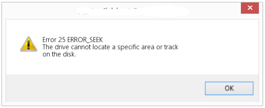 the drive cannot locate a specific area or track on the disk
