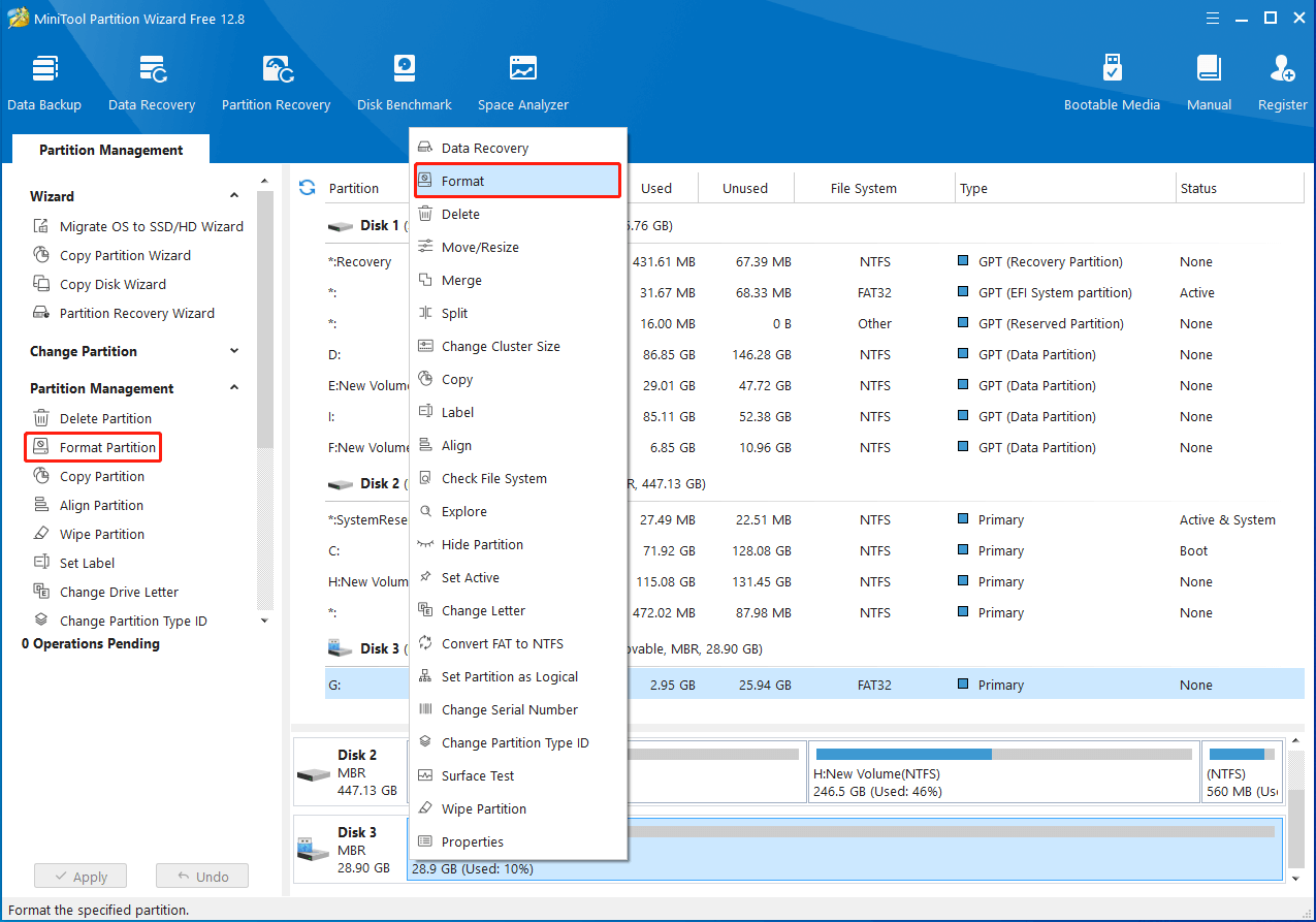 select Format Partition