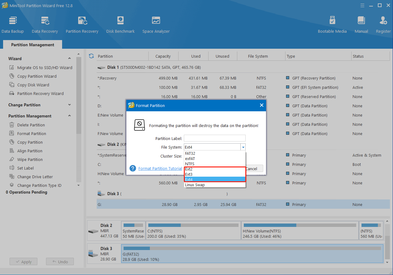 choose EXT file system