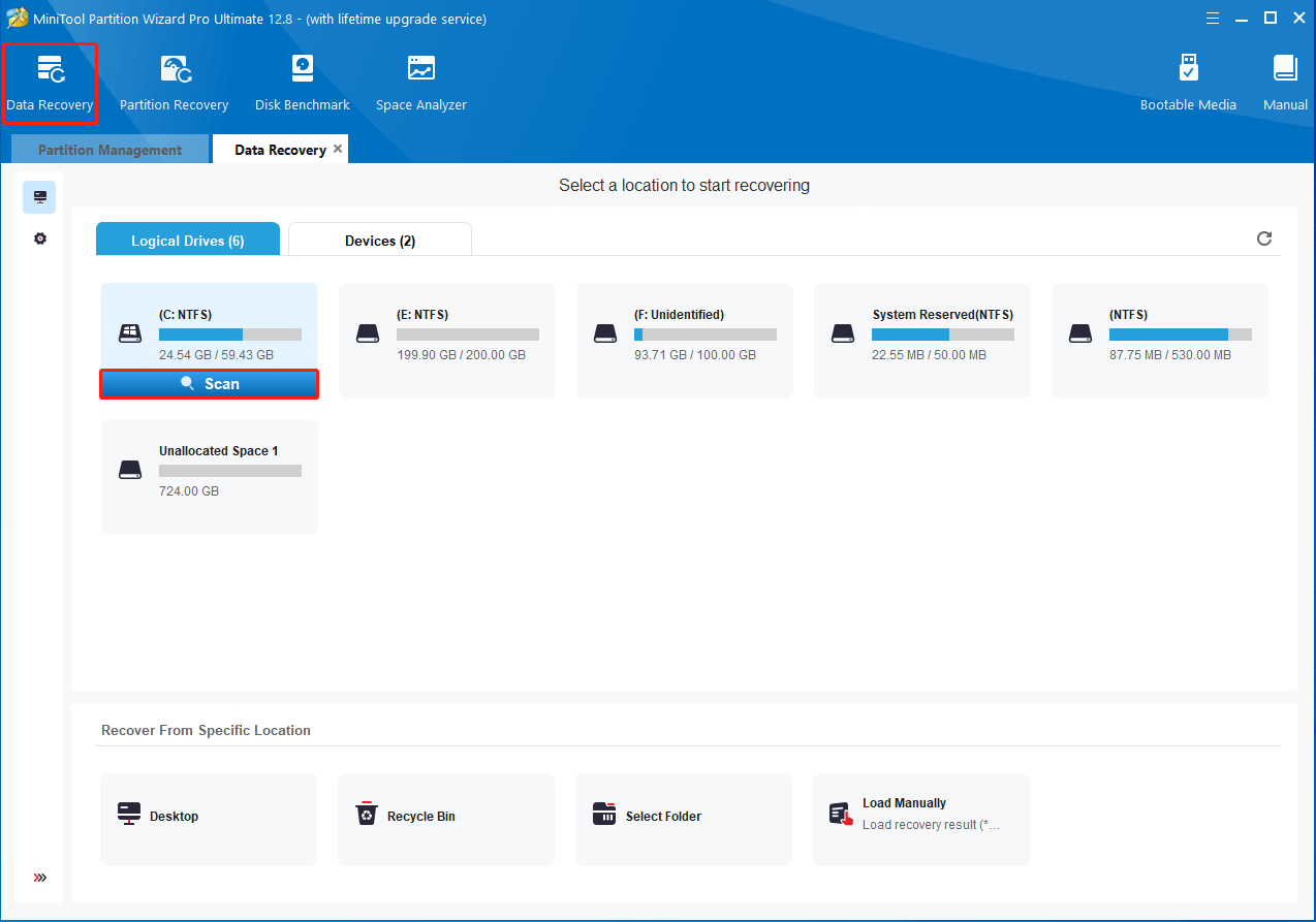 scan the target partition