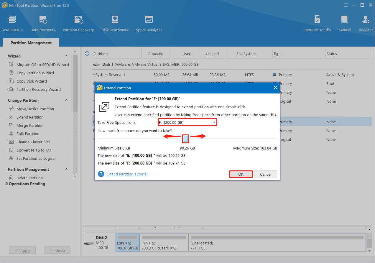 take space from another partition or unallocated space