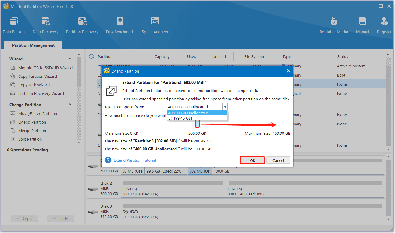 use Extend Partition to increase the Recovery Partition size