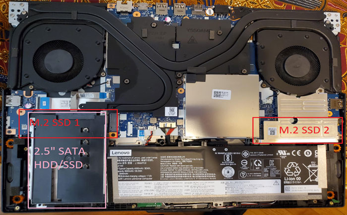 the location of the SSD/HDD slots