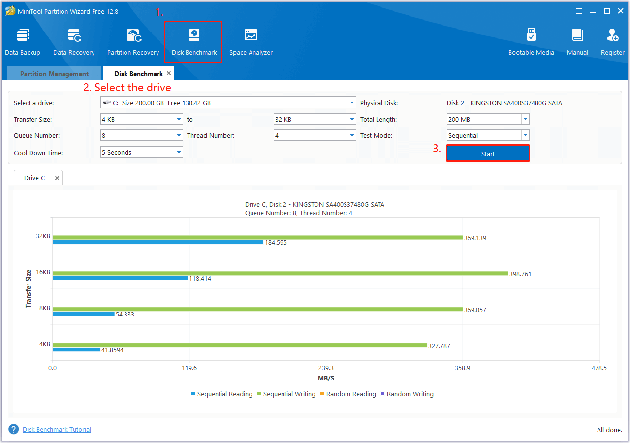 start the Disk Benchmark