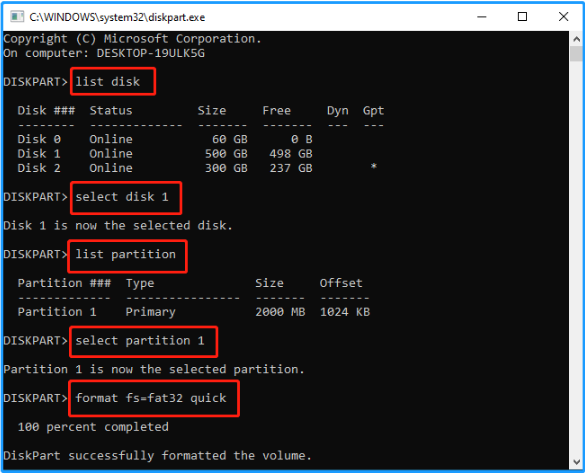 format a USB to FAT32 using CMD