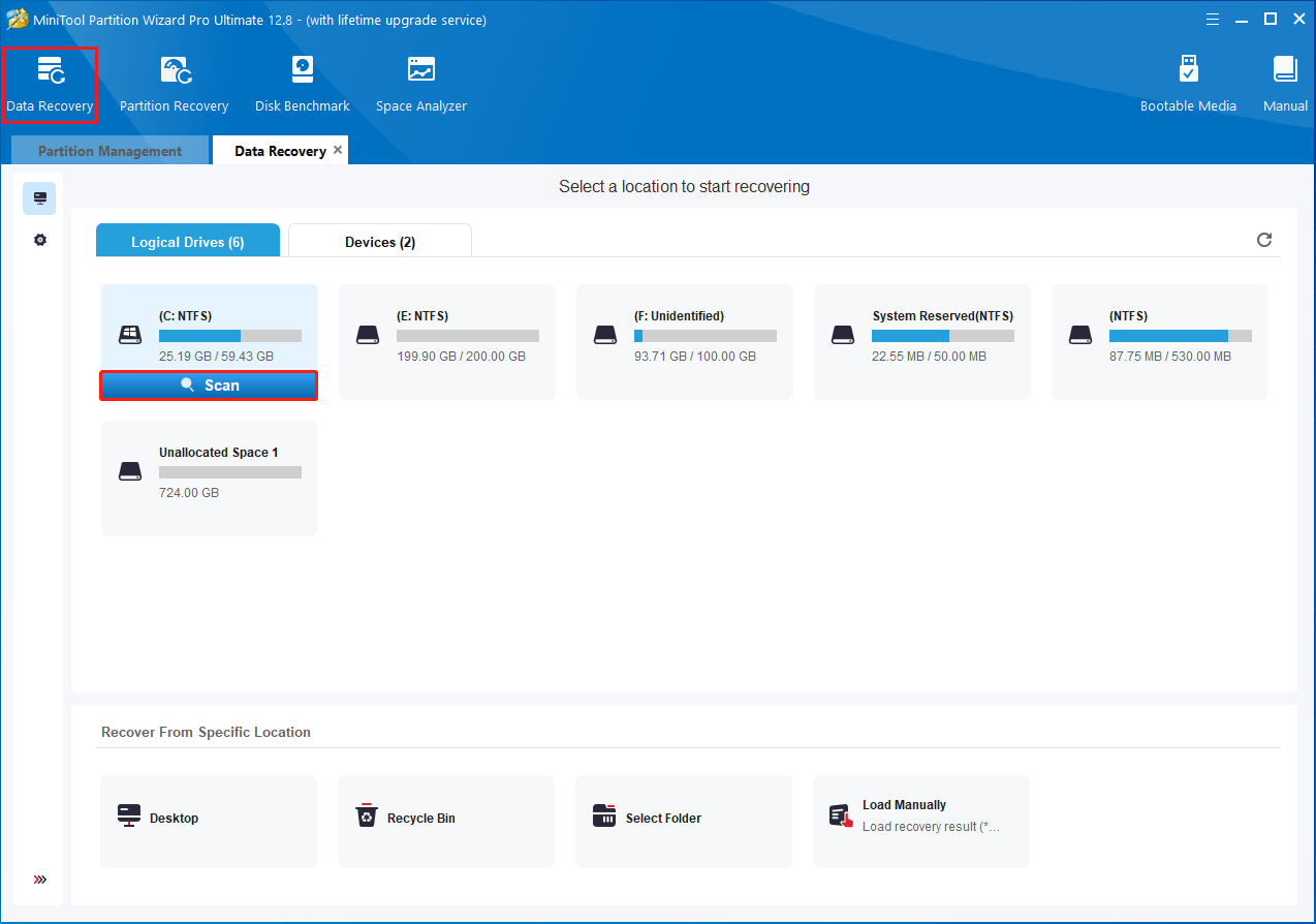 scan the partition with data loss