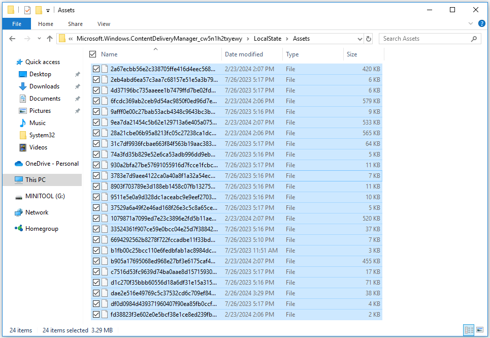 delete cache data of Windows Spotlight