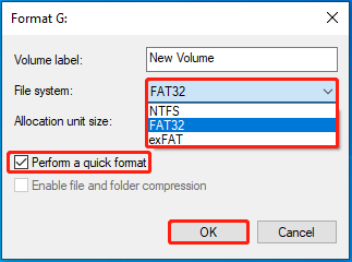 format the USB drive to FAT32