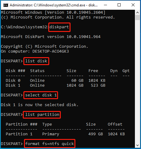 format the hard drive