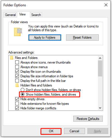 show hidden files folders