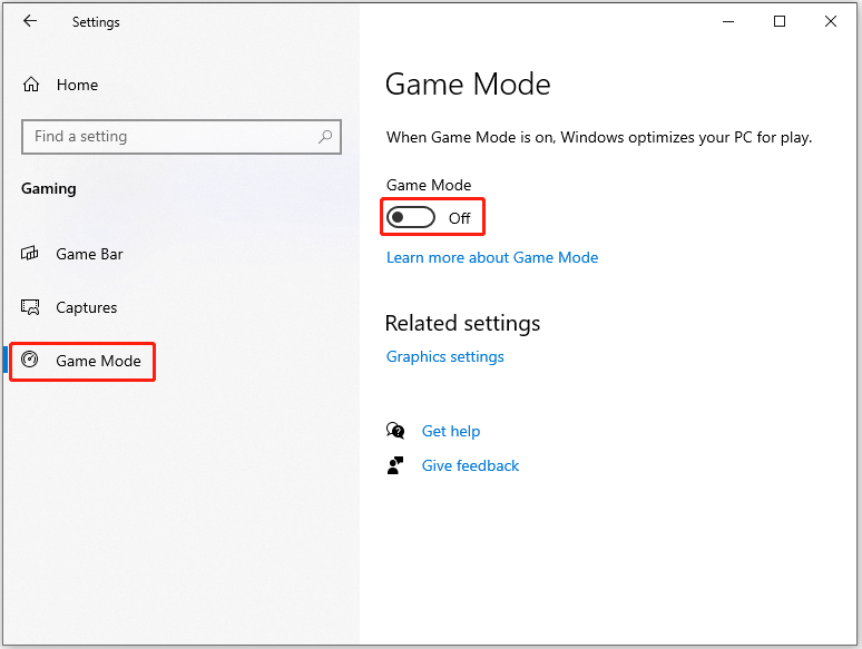 toggle of Game Mode