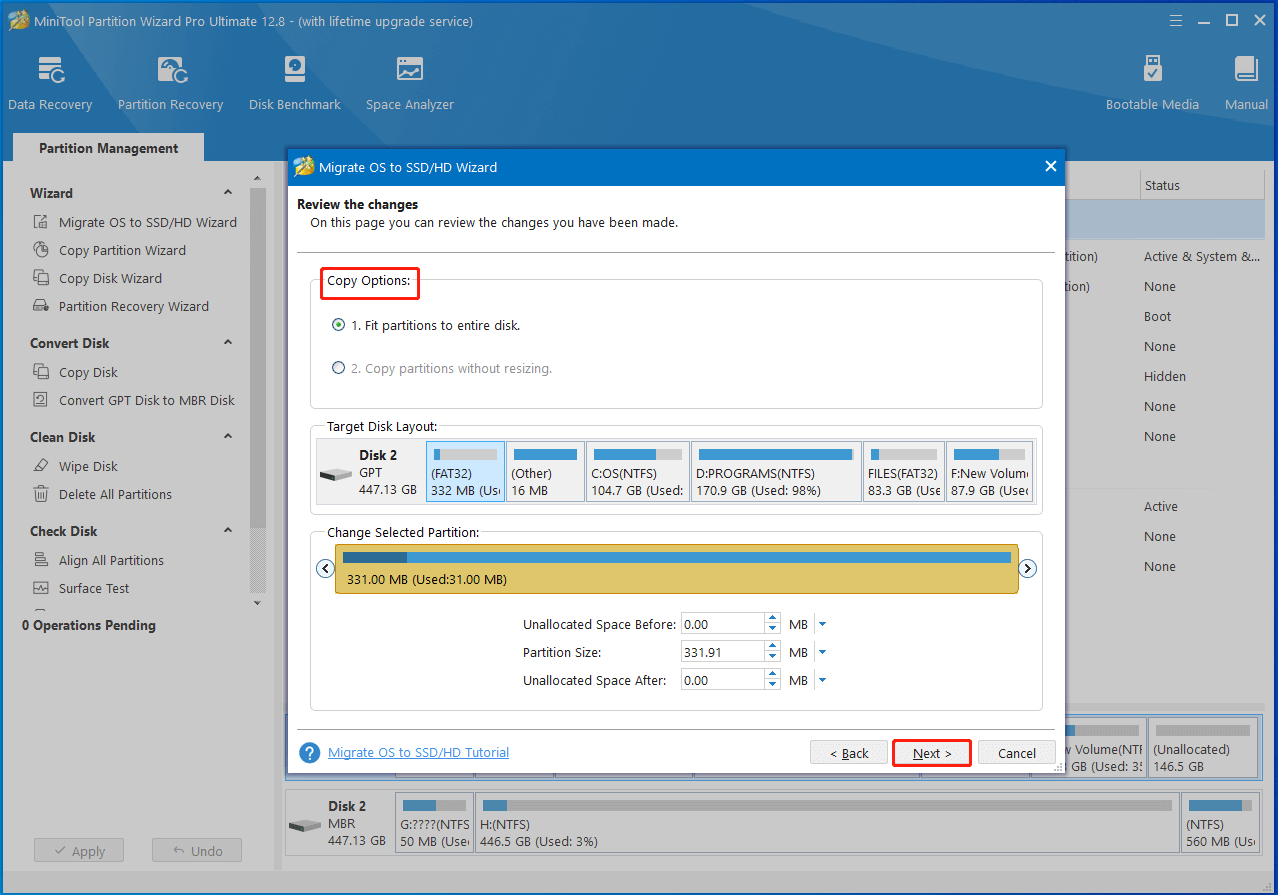 configure copy options