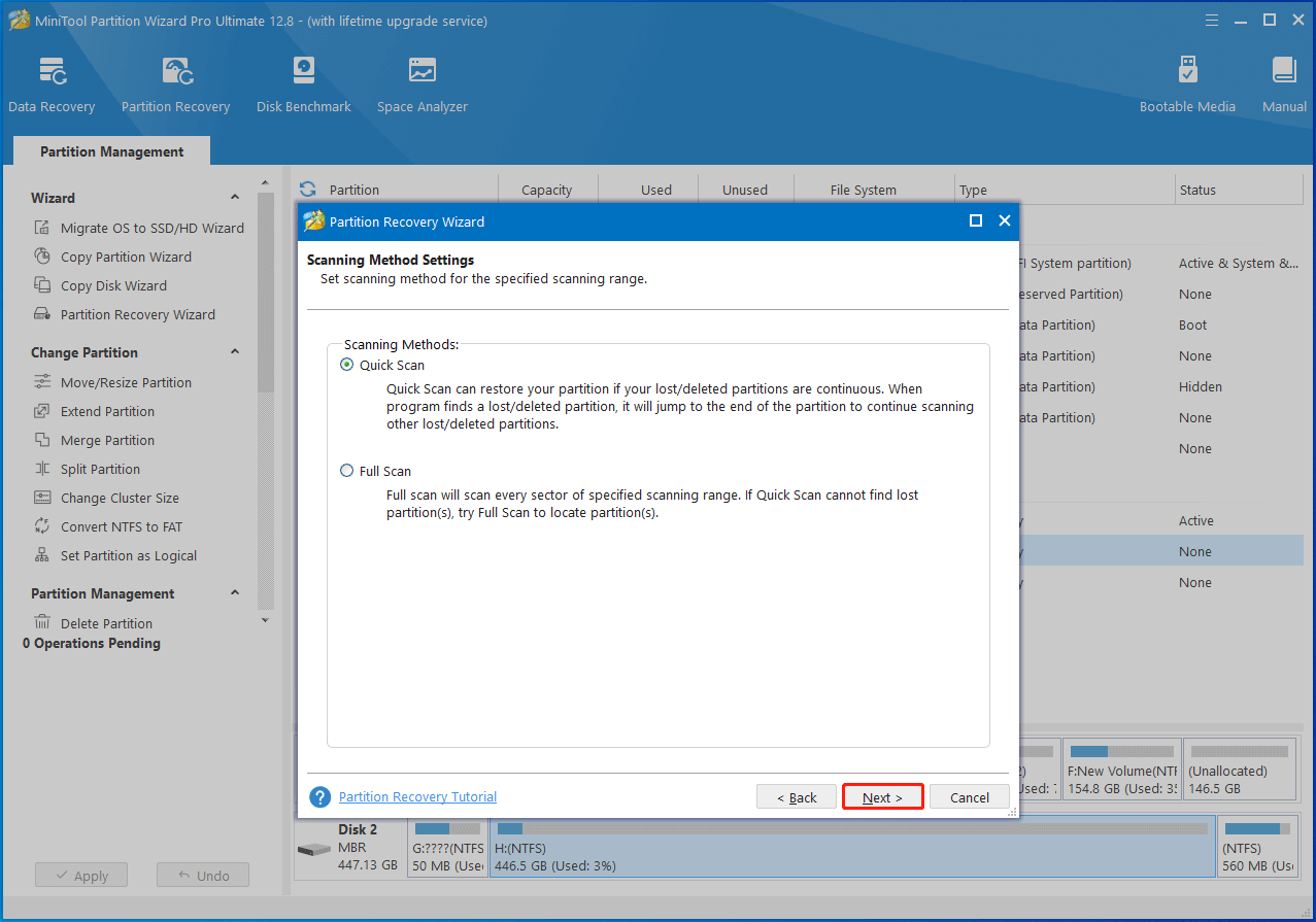 choose a scanning method