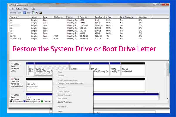 A Full Guide to Restore the System Drive or Boot Drive Letter