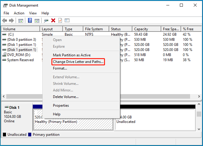 select Change Drive Letter and Paths