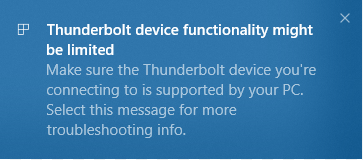 Thunderbolt device functionality might be limited
