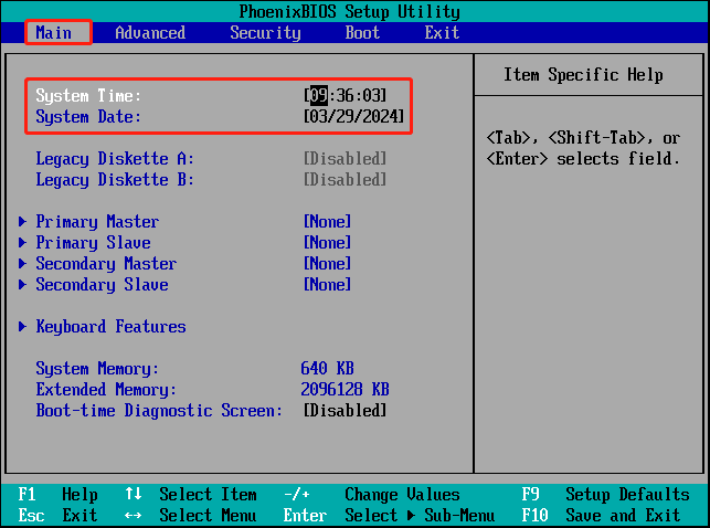 change date and time from BIOS