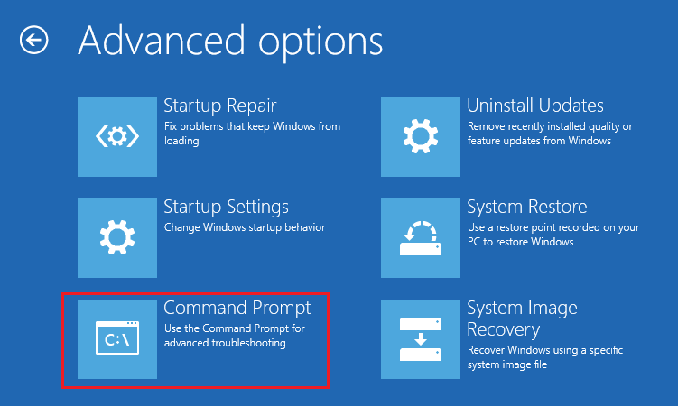 open Command Prompt in WinRE