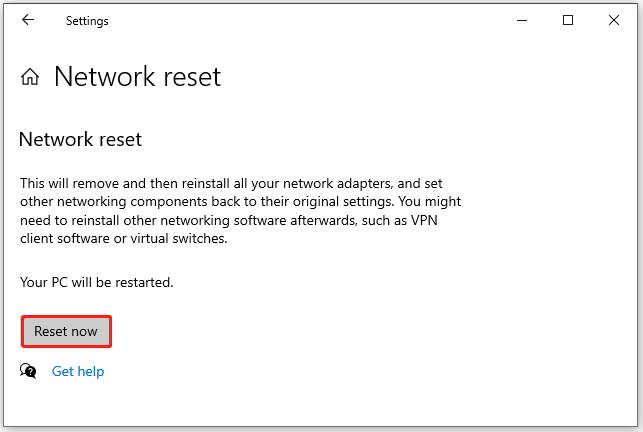 reset Network settings