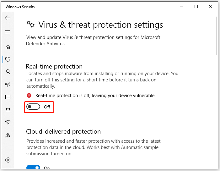 turn off real-time protection