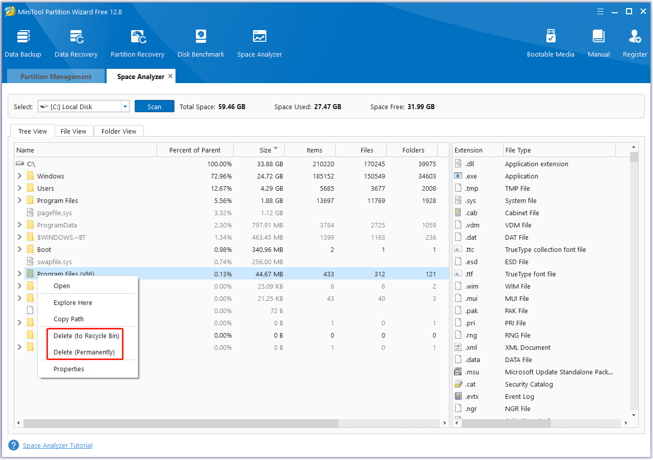 Space Analyzer of MiniTool Partition Wizard