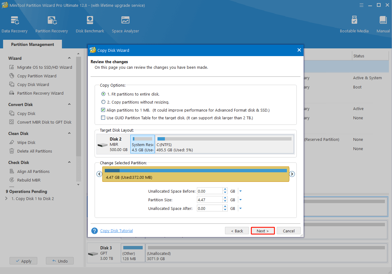 adjust copy settings