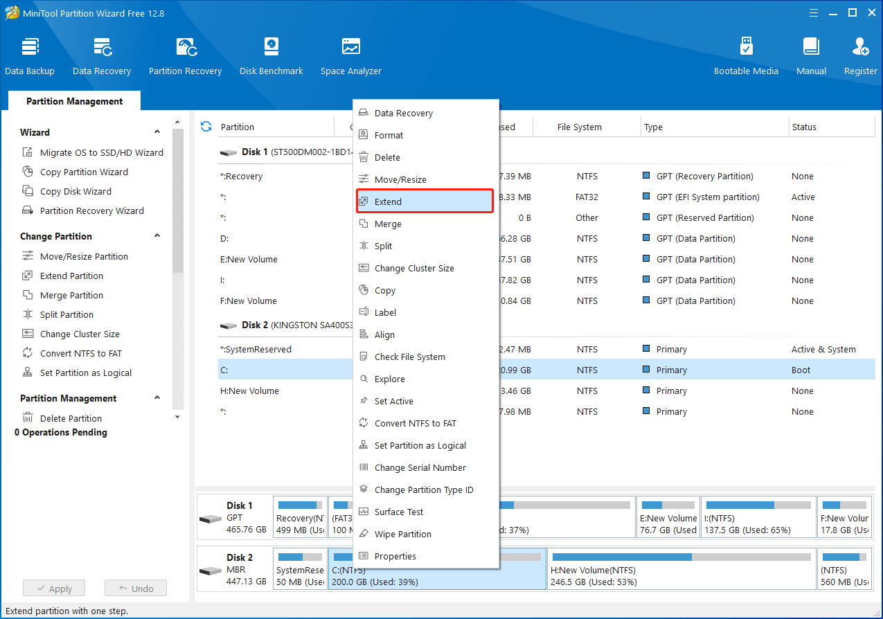 extend the partition