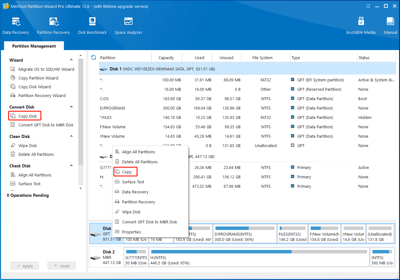 MiniTool Partition Wizard clone a hard drive