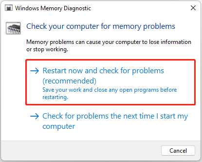 run Windows Memory Diagnostic tool