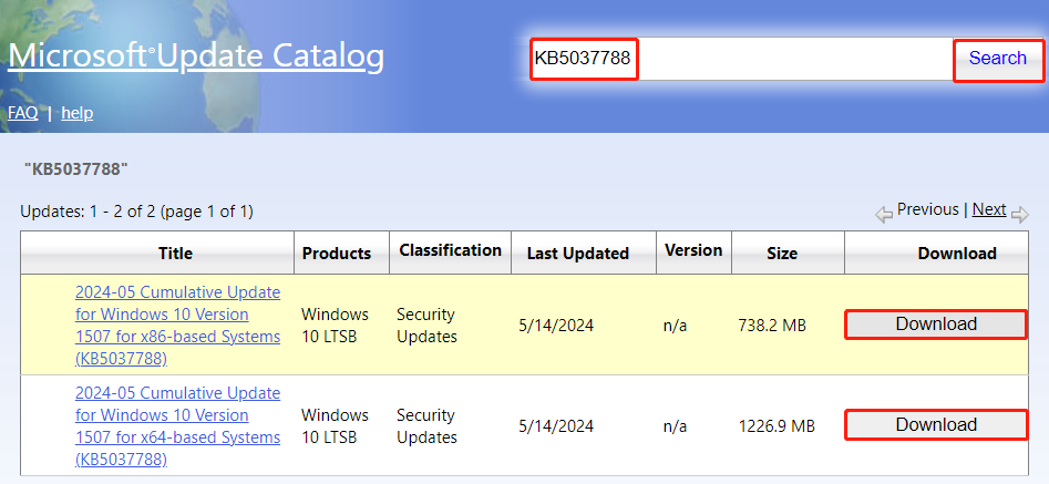 download KB5027788 from Microsoft Update Catalog