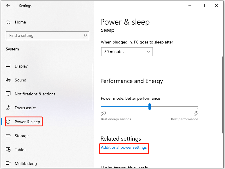 click Additional power settings