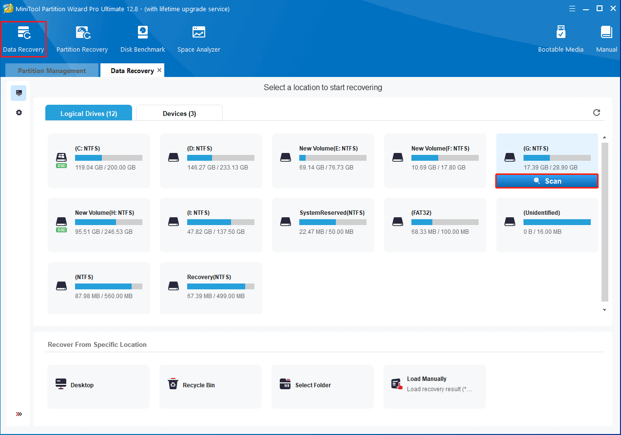 scan the target partition for data recovery