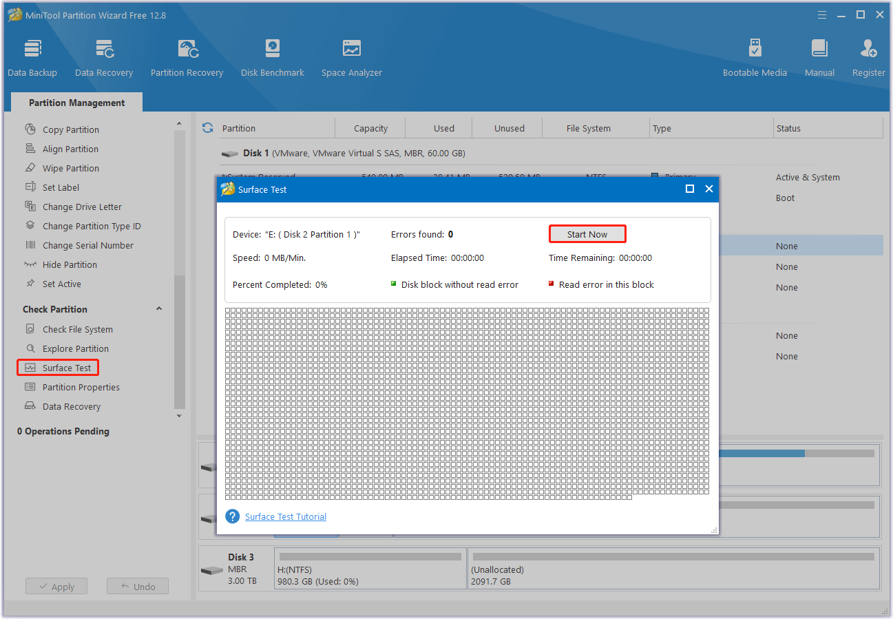 run the Surface Test feature