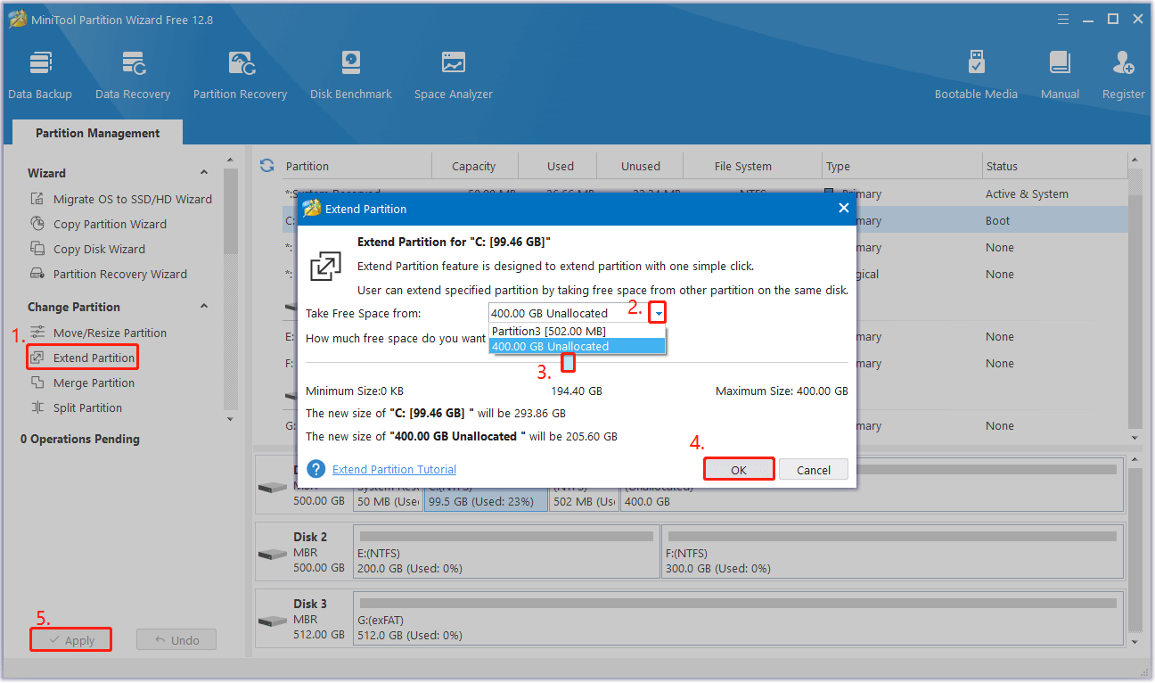 use the Extend Partition feature