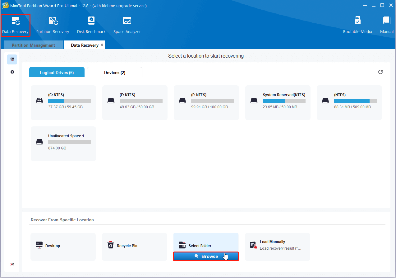 scan the location containing the target files