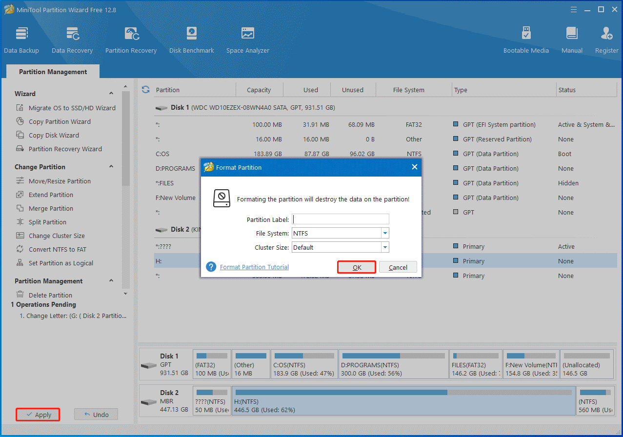 format the external hard drive