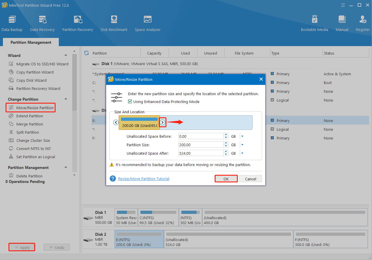 resize the partition