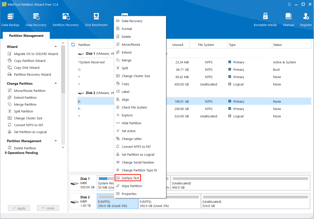 select Surface Test