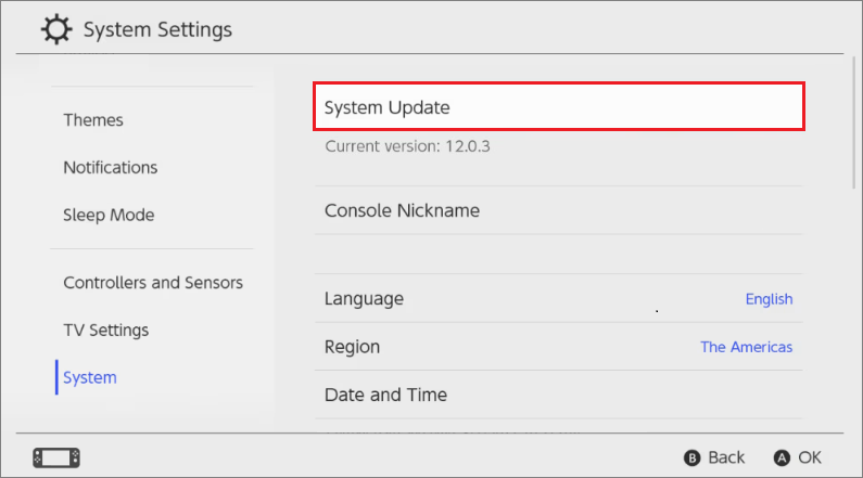 update Switch system software