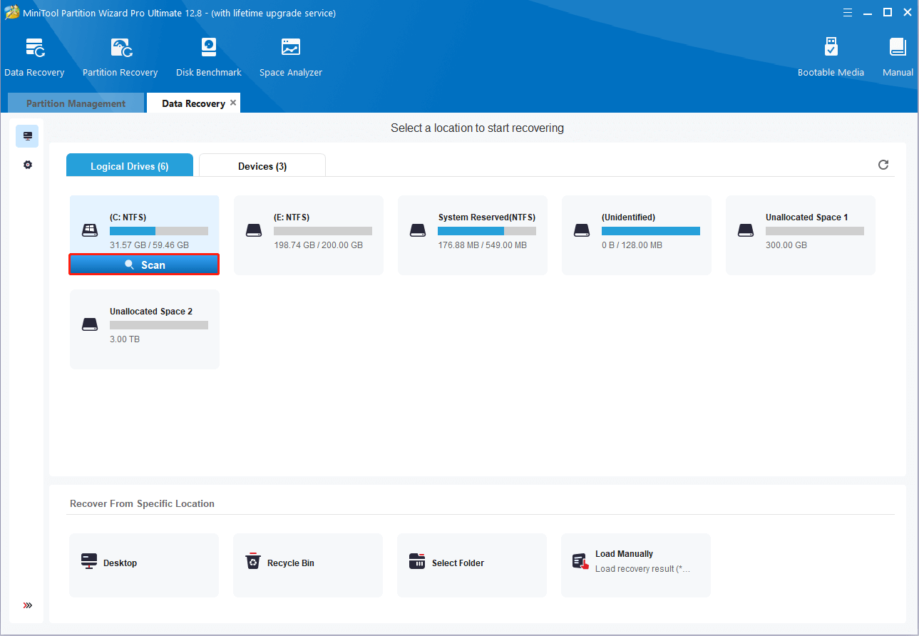 scan the partition including Terraria