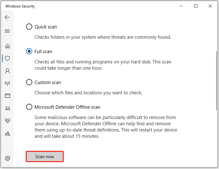 choose a scan manner and start the operation