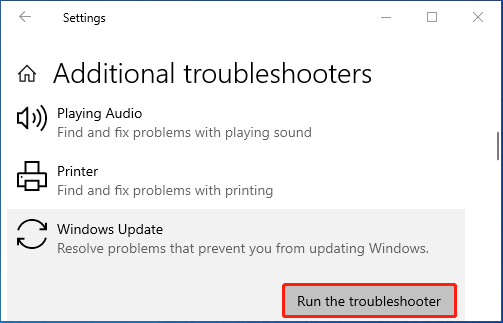 click Run the troubleshooter