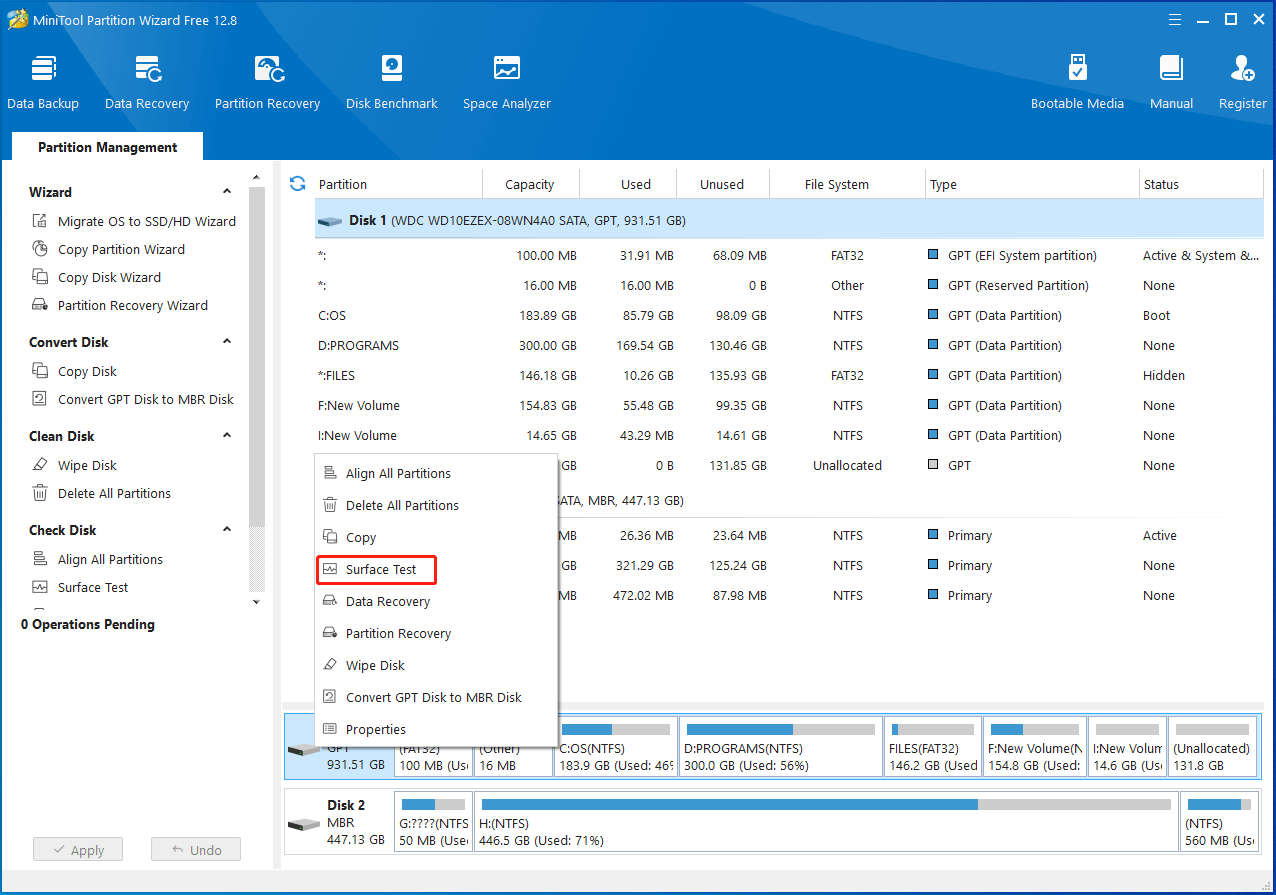 select Surface Test