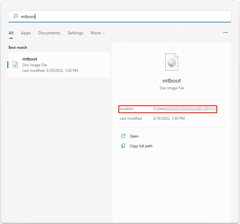 file path of mounted ISO