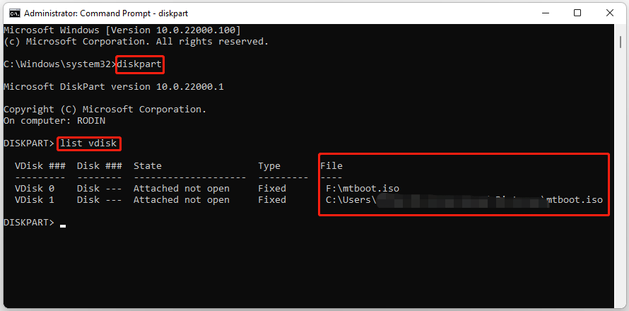 file path of mounted ISO